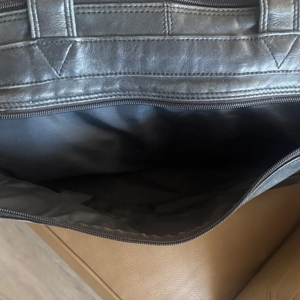 Tumi Black Leather Duffel Bag with Monogrammed JHM